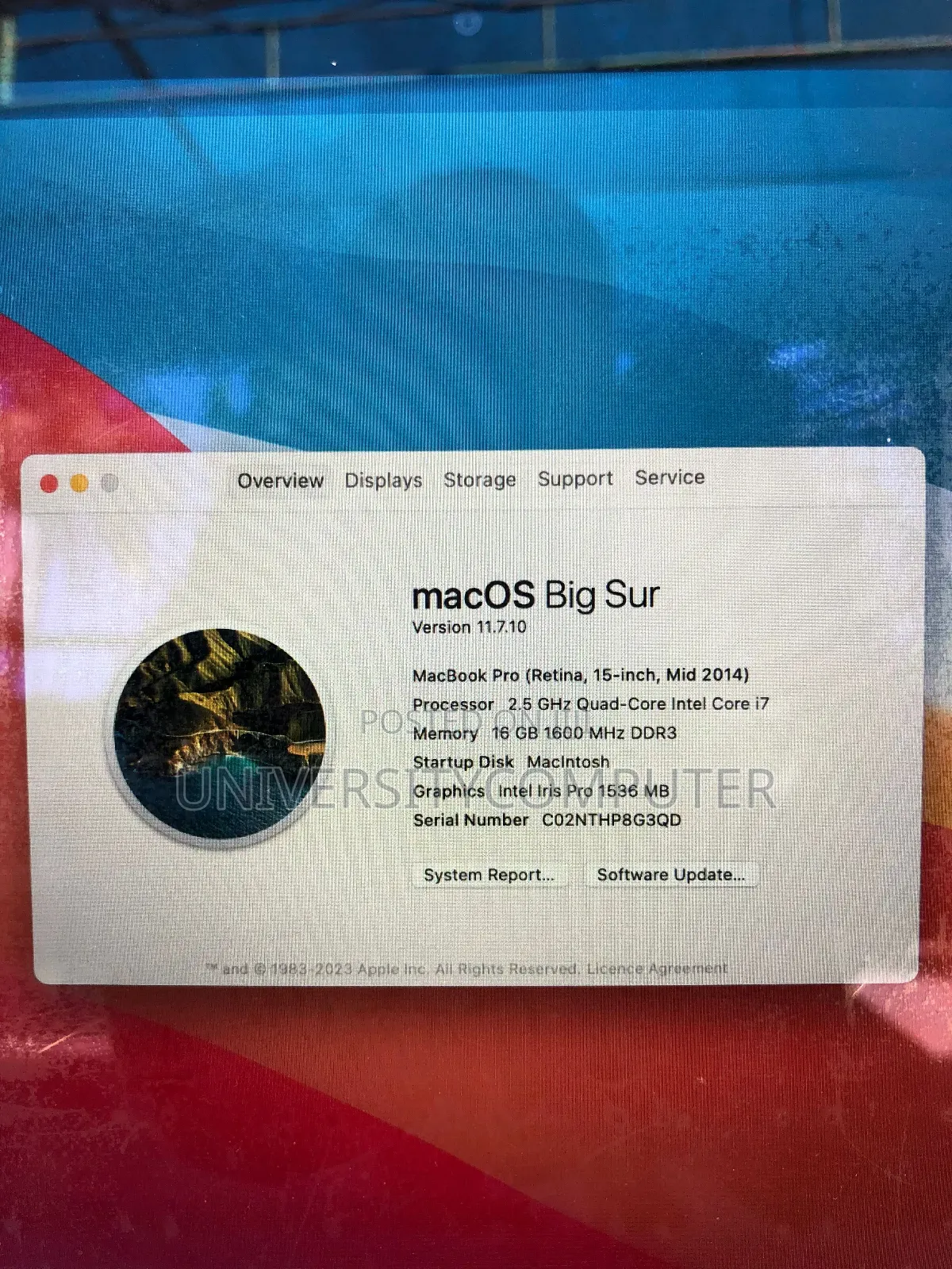 Laptop Apple MacBook Pro 2014 16GB Nvidia SSD 256GB
