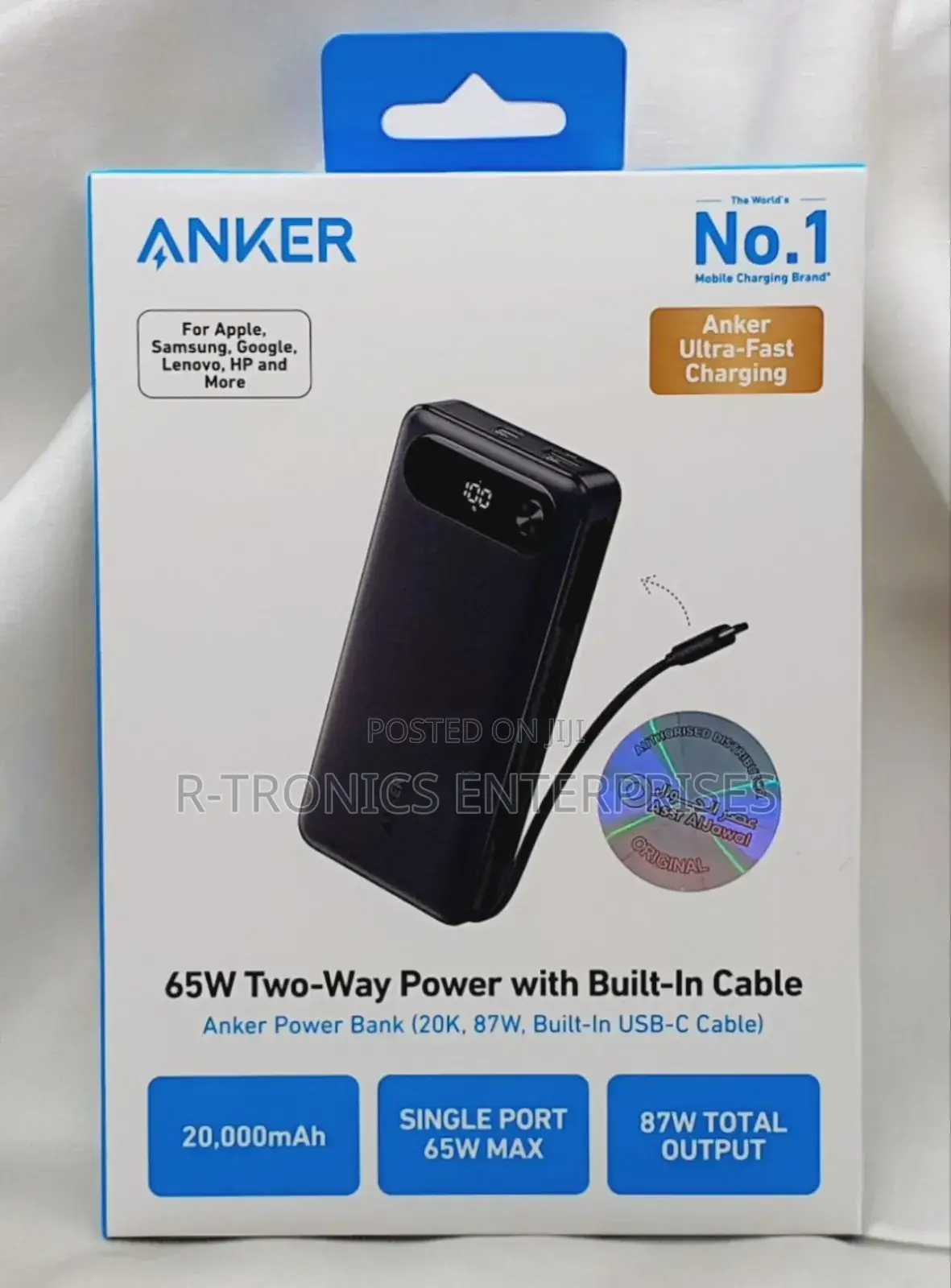 Anker Power Bank (, 87w, Built-in Usb-C Cable)
