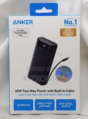Anker Power Bank (, 87w, Built-in Usb-C Cable)