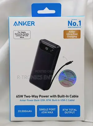 Anker Power Bank (, 87w, Built-in Usb-C Cable)