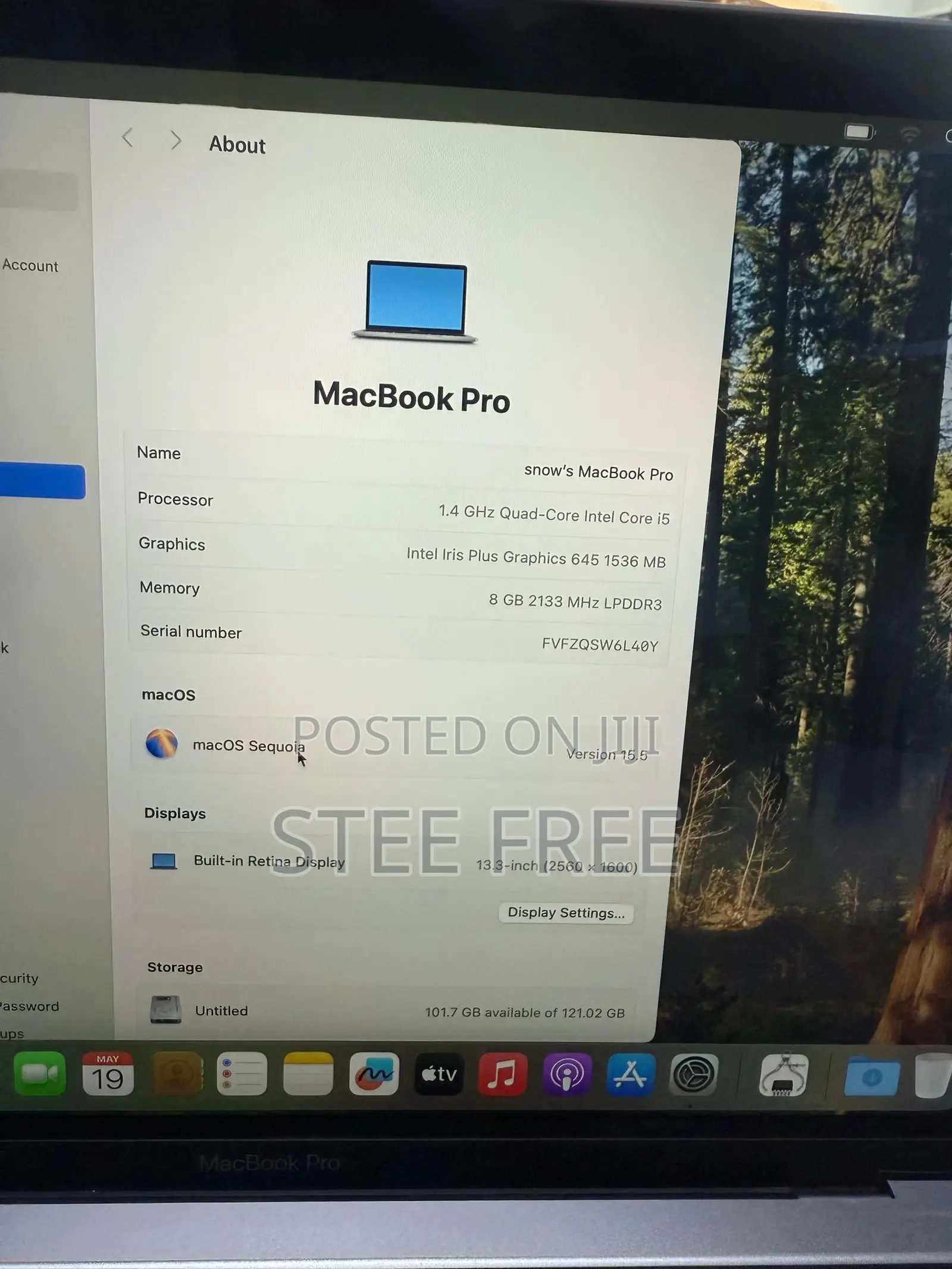 Laptop Apple MacBook Pro 2019 8GB Intel Core I5 SSD 128GB