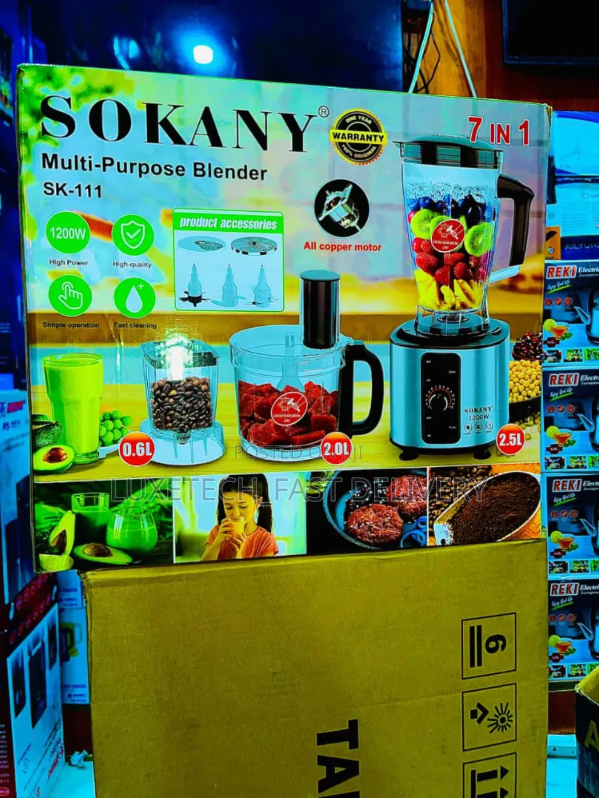 Sokany Multi-Purpose Blender 7-in-1 With Grinder, Chopper