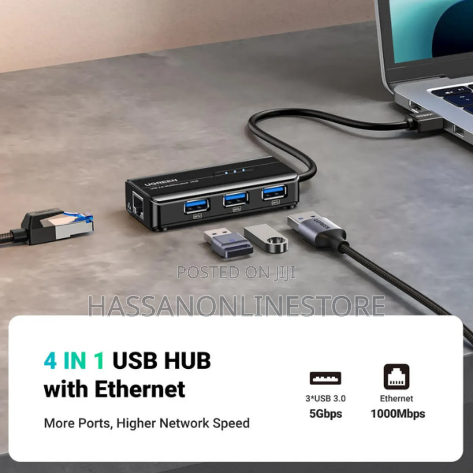 Ugreen Usb 3.0 Hub With Ethernet Adapter