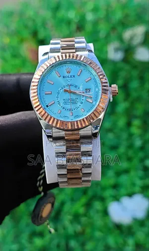 Rolex Sky Dweller Watch Silver Rosegold and Light Blue