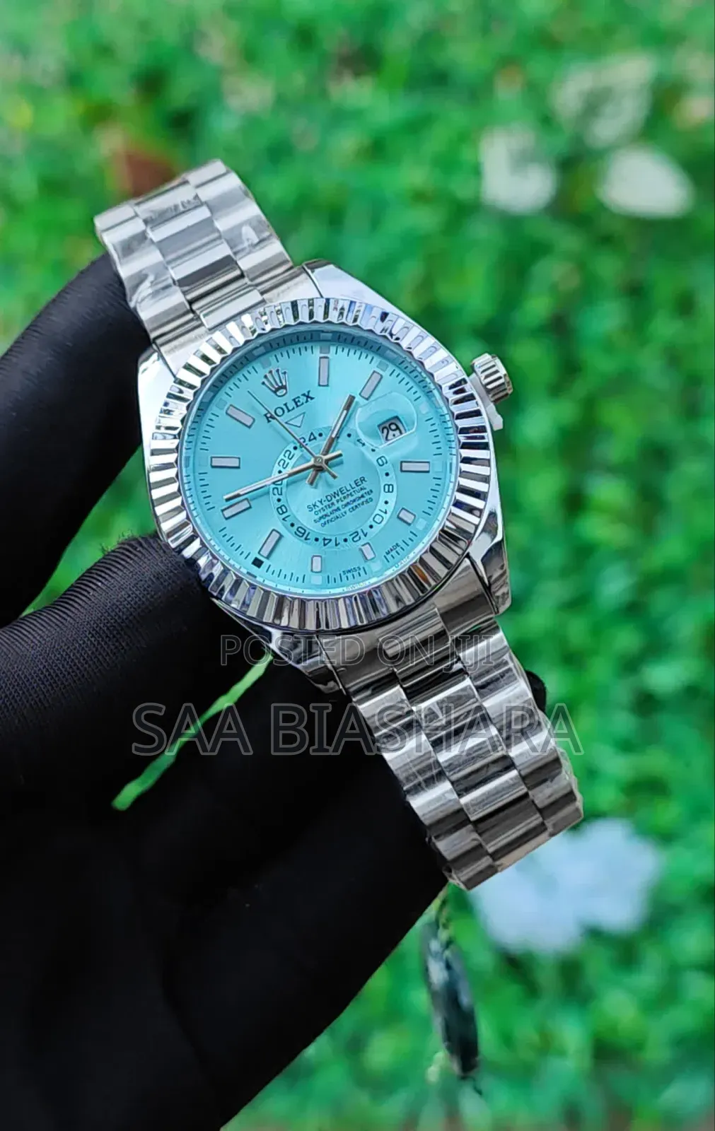 Rolex Sky Dweller Watch Silver and Light Blue