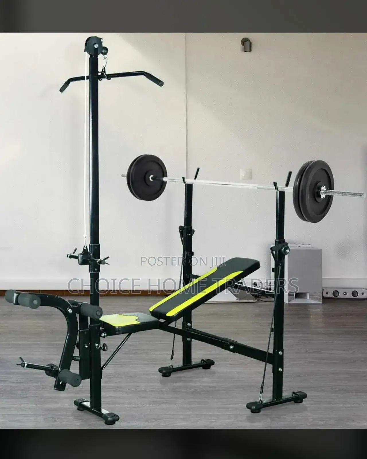 Bench With 50kg Chrome Dumbbell Barbel Set