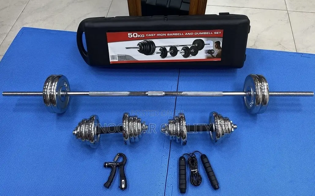 50kg Barbell and Dumbbell Set (Free Jumping Rope Handgrip)