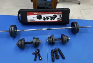 Photo - 50kg Barbell and Dumbbell Set (Free Jumping Rope Handgrip)