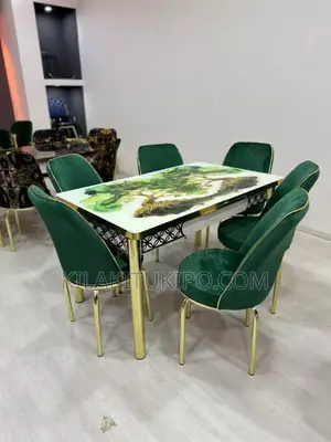 High Family Dinning Table With 6 Chairs