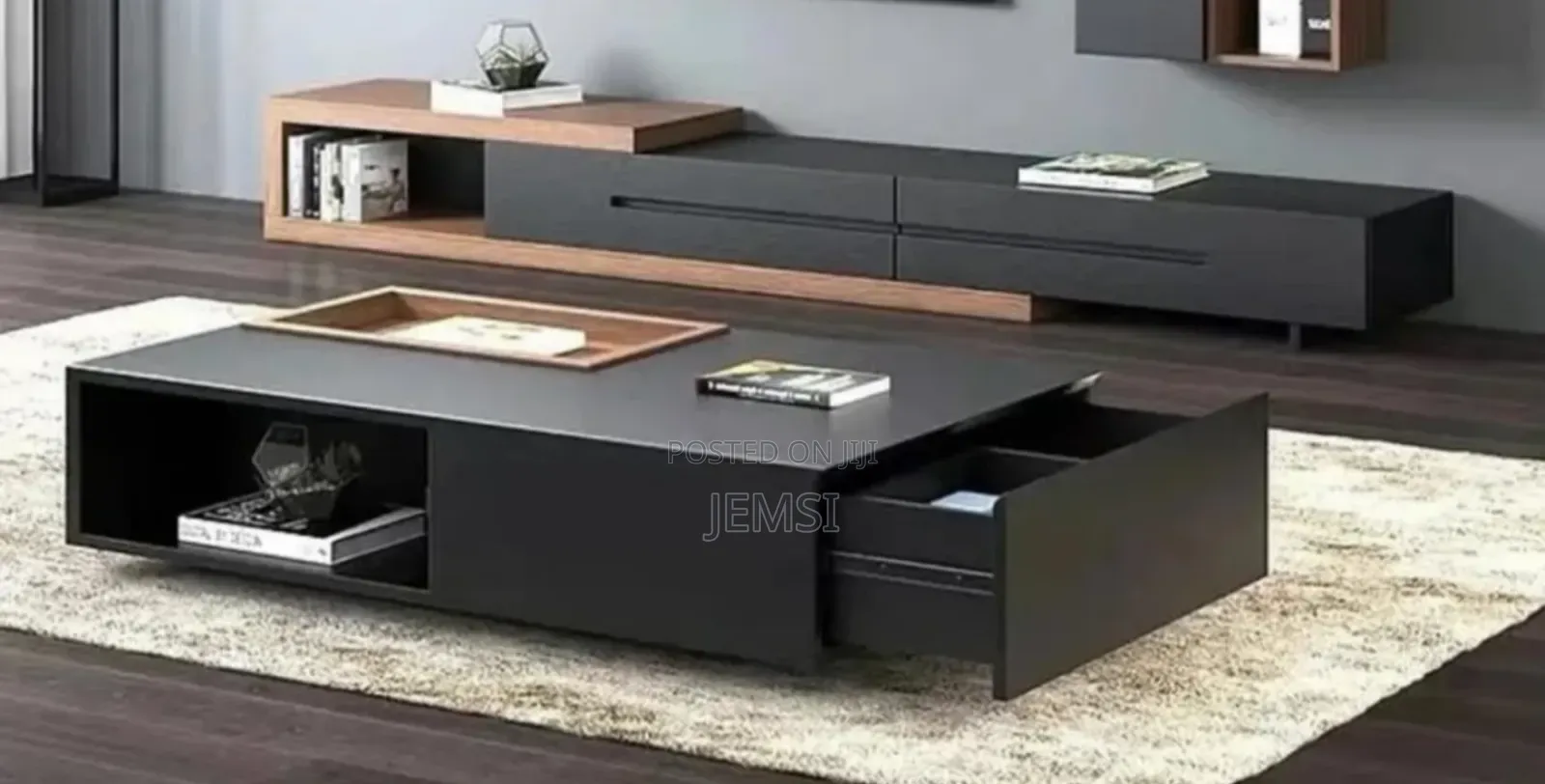 Tv Showcases and Coffee Table Black Color