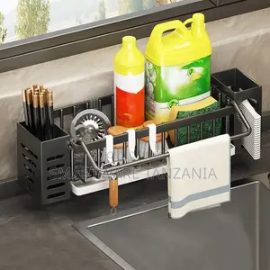 Sink Organiser Sponge Holder Black Sink Caddy Organiser
