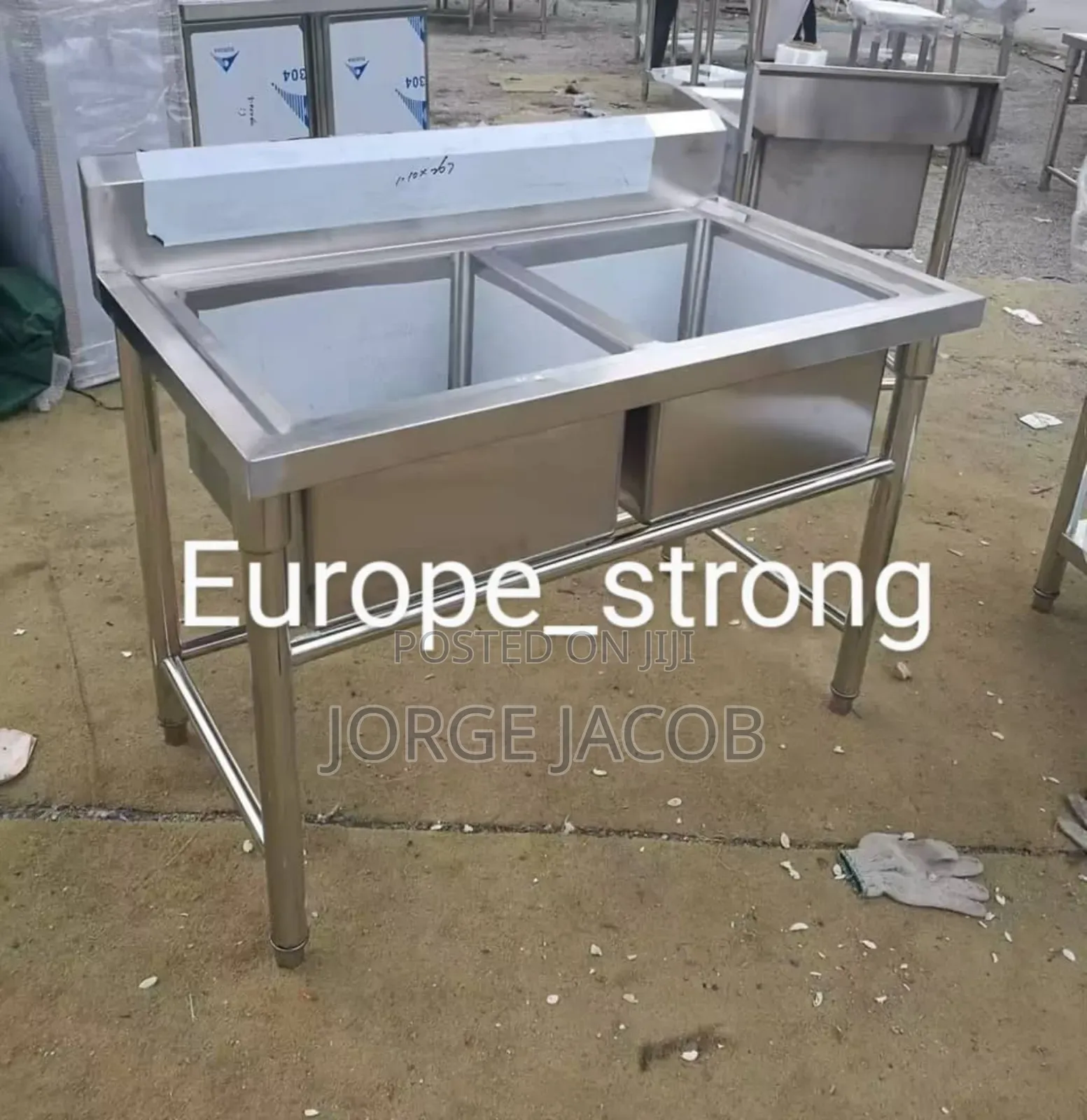 Commercial Double Bowl Stainless Steel Sink Working Table