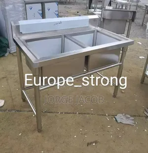 Commercial Double Bowl Stainless Steel Sink Working Table