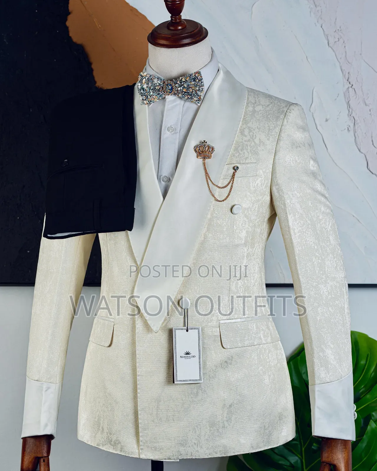Marshalino Slim Fit Suit Ya Cream