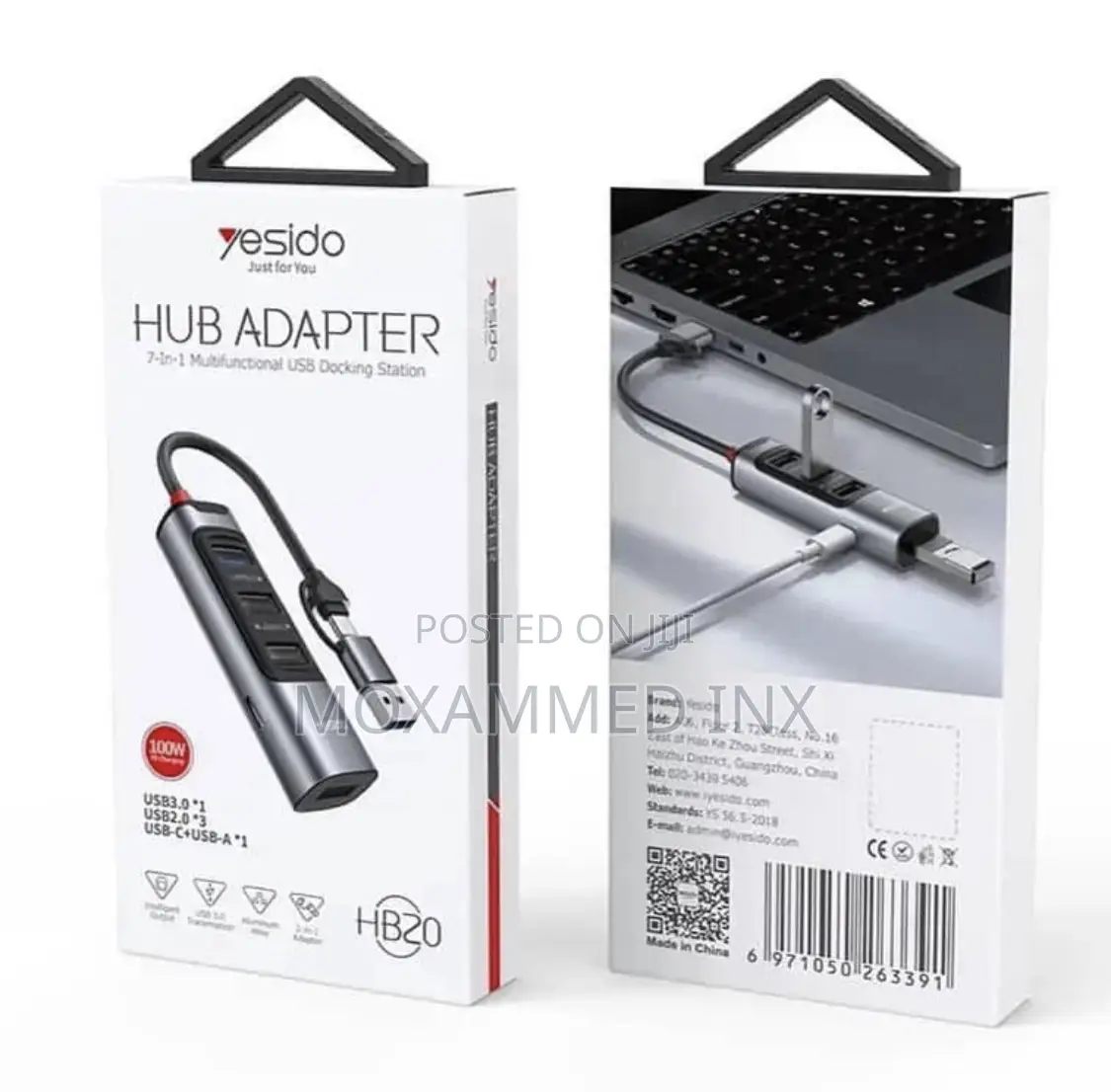 Yesido Hb20 Hub Adapter 7in1 Usbc + Usba to 1xusb3.0