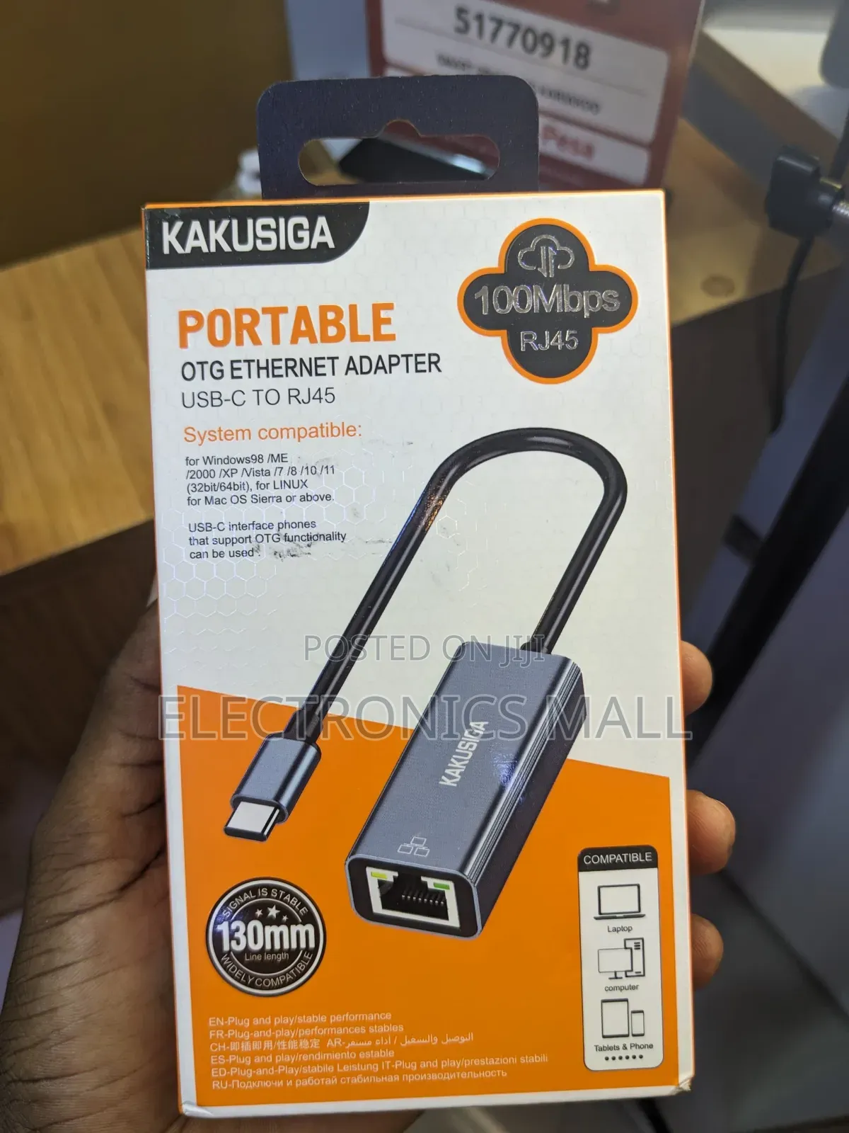 Kakusiga Portable Otg Ethernet Adapter Usb-C to Rj45