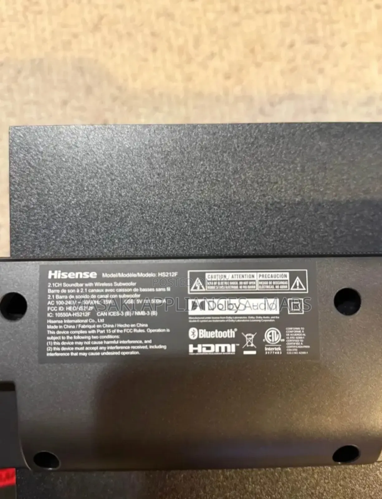 Hisense Hs212f 2.1 Ch Soundbar With Wireless Subwoofer