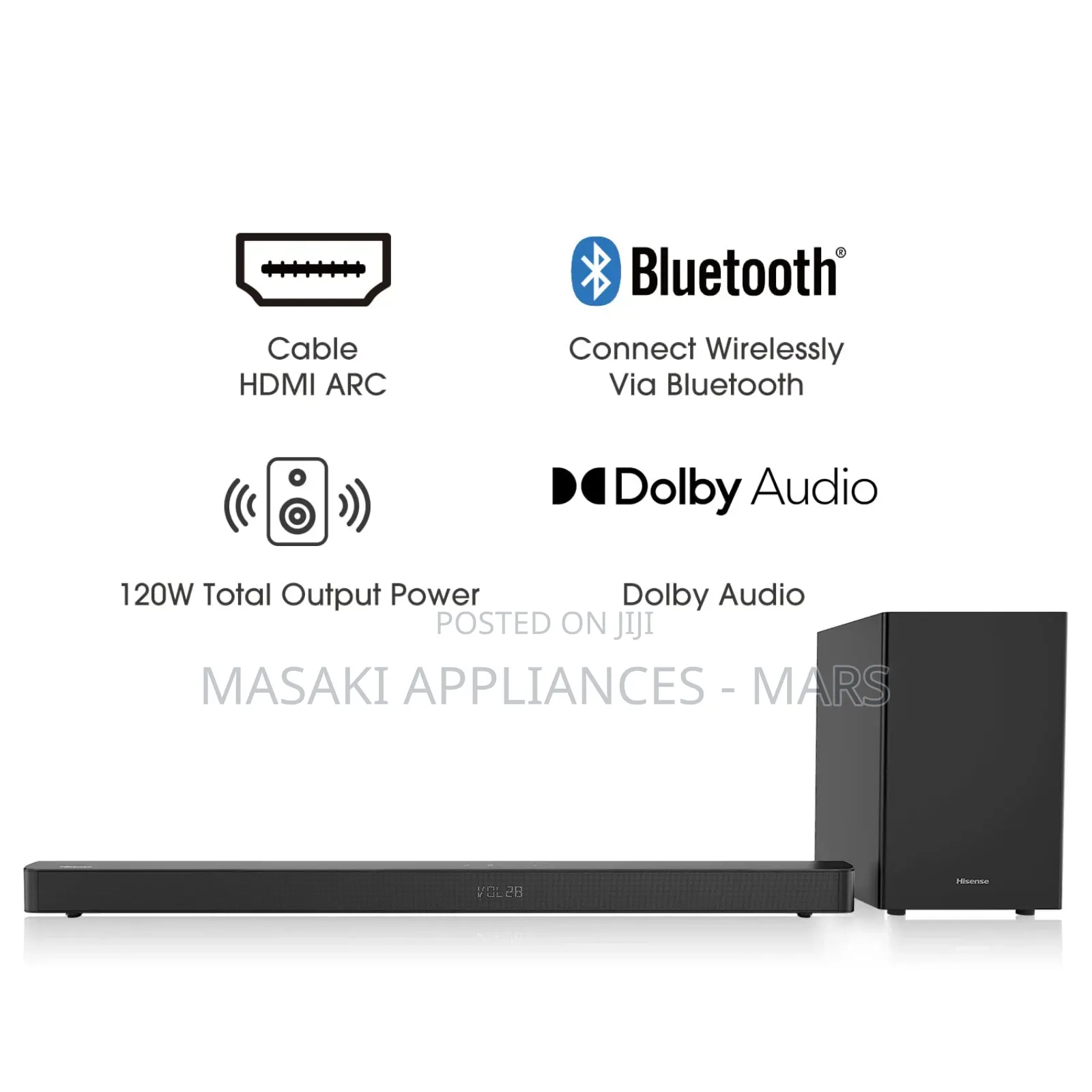 Hisense Hs212f 2.1 Ch Soundbar With Wireless Subwoofer