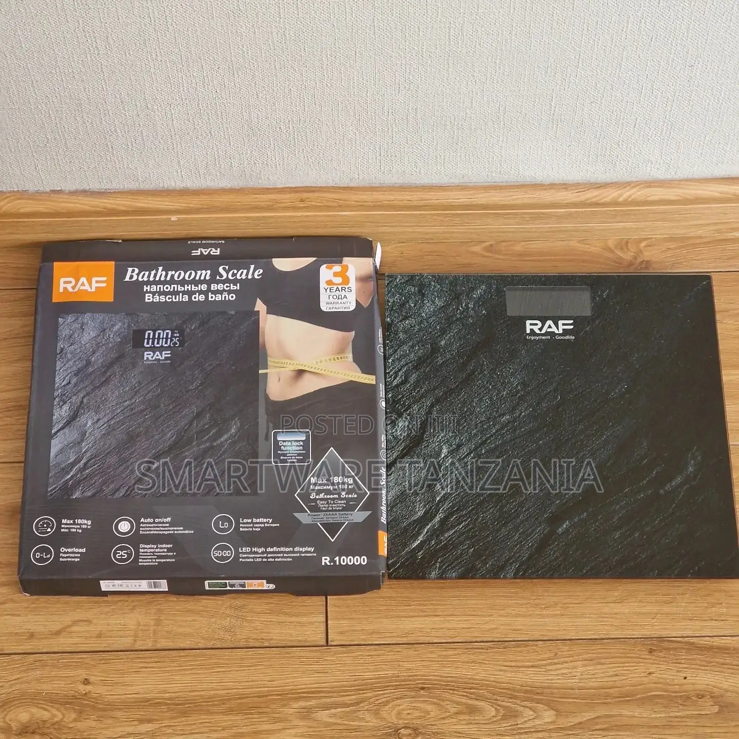 Raf Digital Glass Scale, Maximum Weight 180 Kg - Black