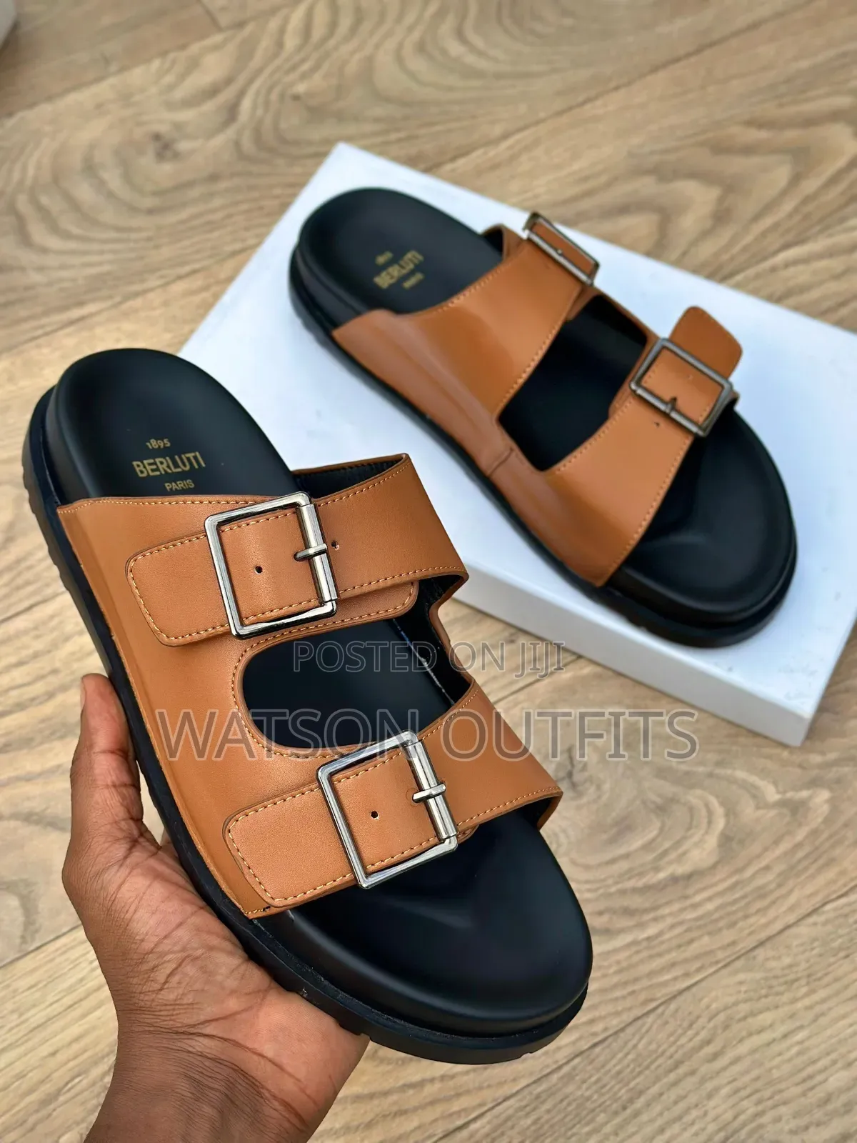 New and Original Leather Sandals Za Berlutti Paris