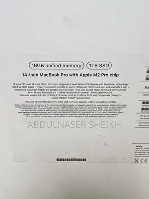 New Laptop Apple MacBook Pro 2023 M2 Max 14-Inch 16GB Apple M2 SSD 1T