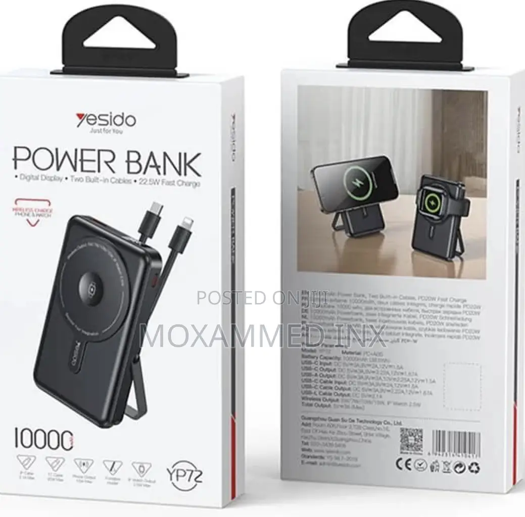 Yesido Yp72 Magsafe Powerbank and Stand, 10000mah Battery