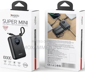 Yesido Yp64 Powerbank 10000mah Battery Built in Typec Cable
