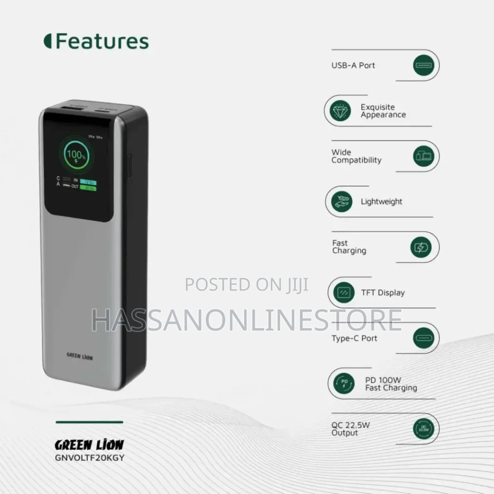 Green Lion Voltura 20000mah Power Bank Pd100w - Grey