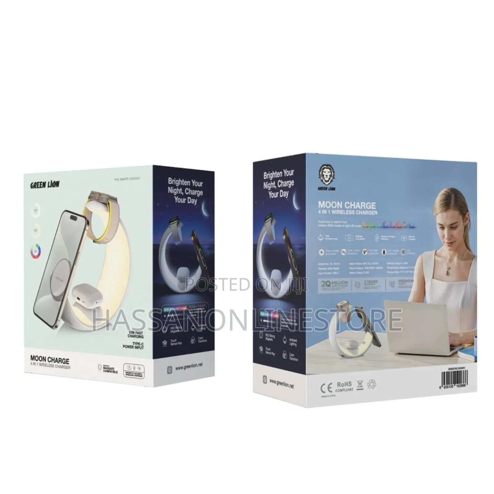 Green Lion Moon Charge 4 in 1 Wireless Charger - White