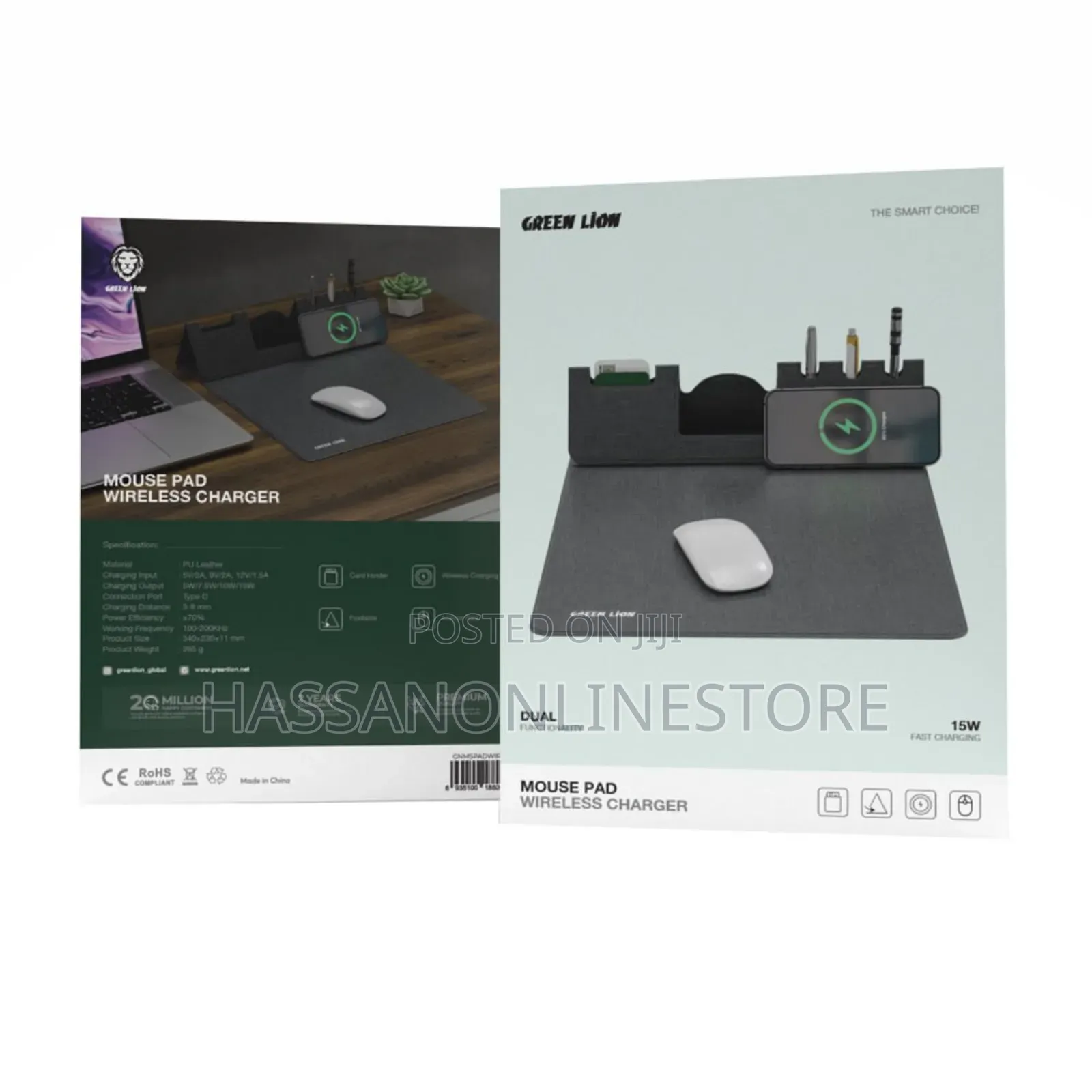 Green Lion Mouse Pad Wireless Charger - Gray