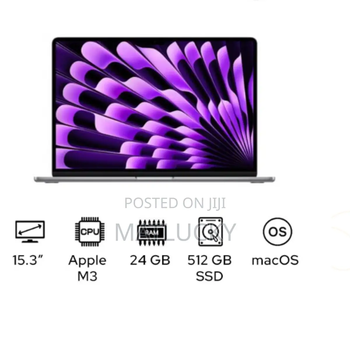 New Laptop Apple MacBook Air 2024 M3 15-Inch 24GB Apple M3 SSD 512GB