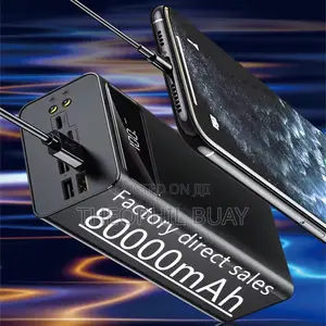 Power Bank Kubwa Black Rectangular (Kitofali) Uwezo 80000mah