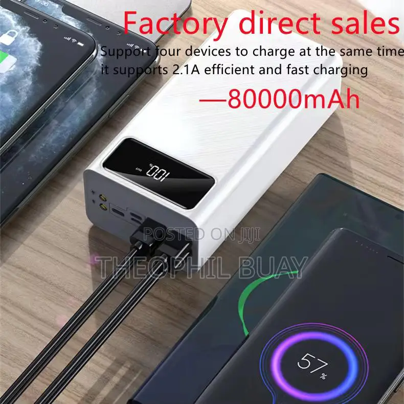 Power Bank Kubwa Black Rectangular (Kitofali) Uwezo 80000mah
