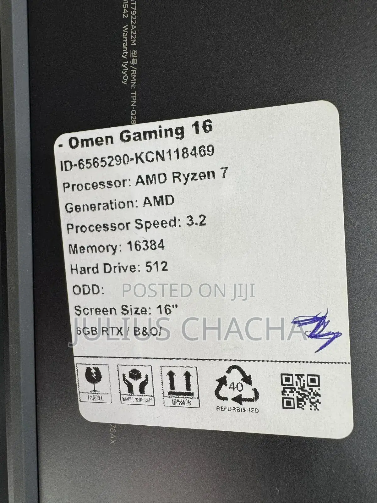 New Laptop HP Omen 16 16GB AMD Ryzen 7 SSD 512GB