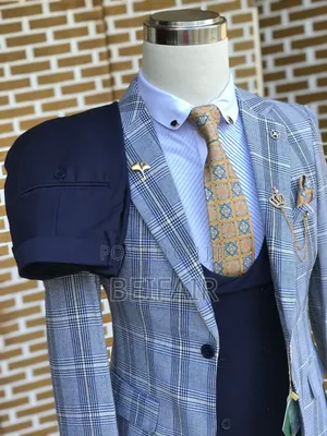 Skyblue and Darkblue Mix Suit