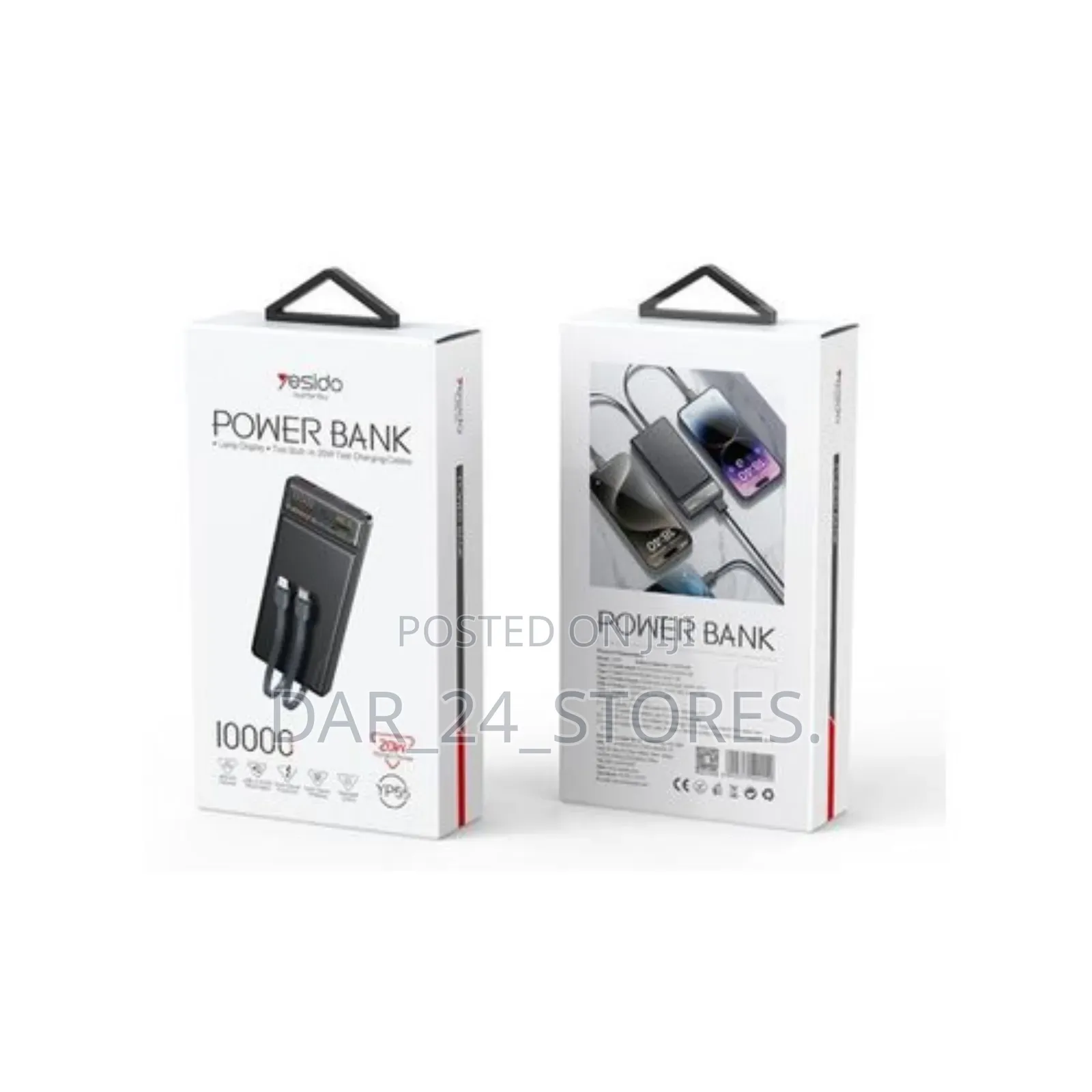 Power Bank (10000mah) With Usb C and Lightining Connector