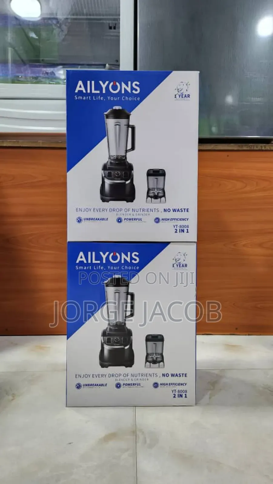 Ailyons Smart Life Blender Grinder, Model Yt-8008, 2-in-1