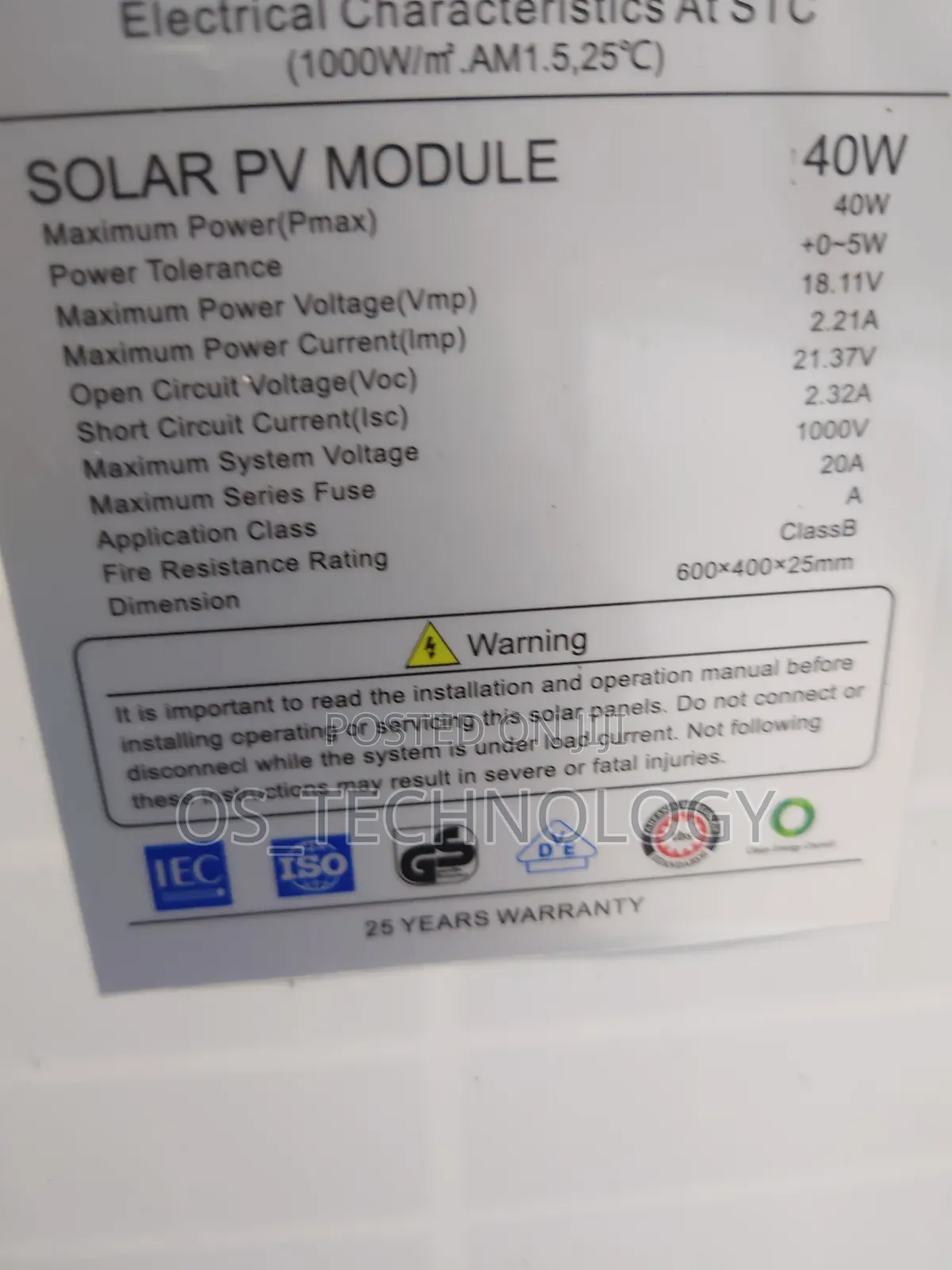 Full Panel 40w, Lithium Battery 25ah,Usb,Type C Na Taa Tano.