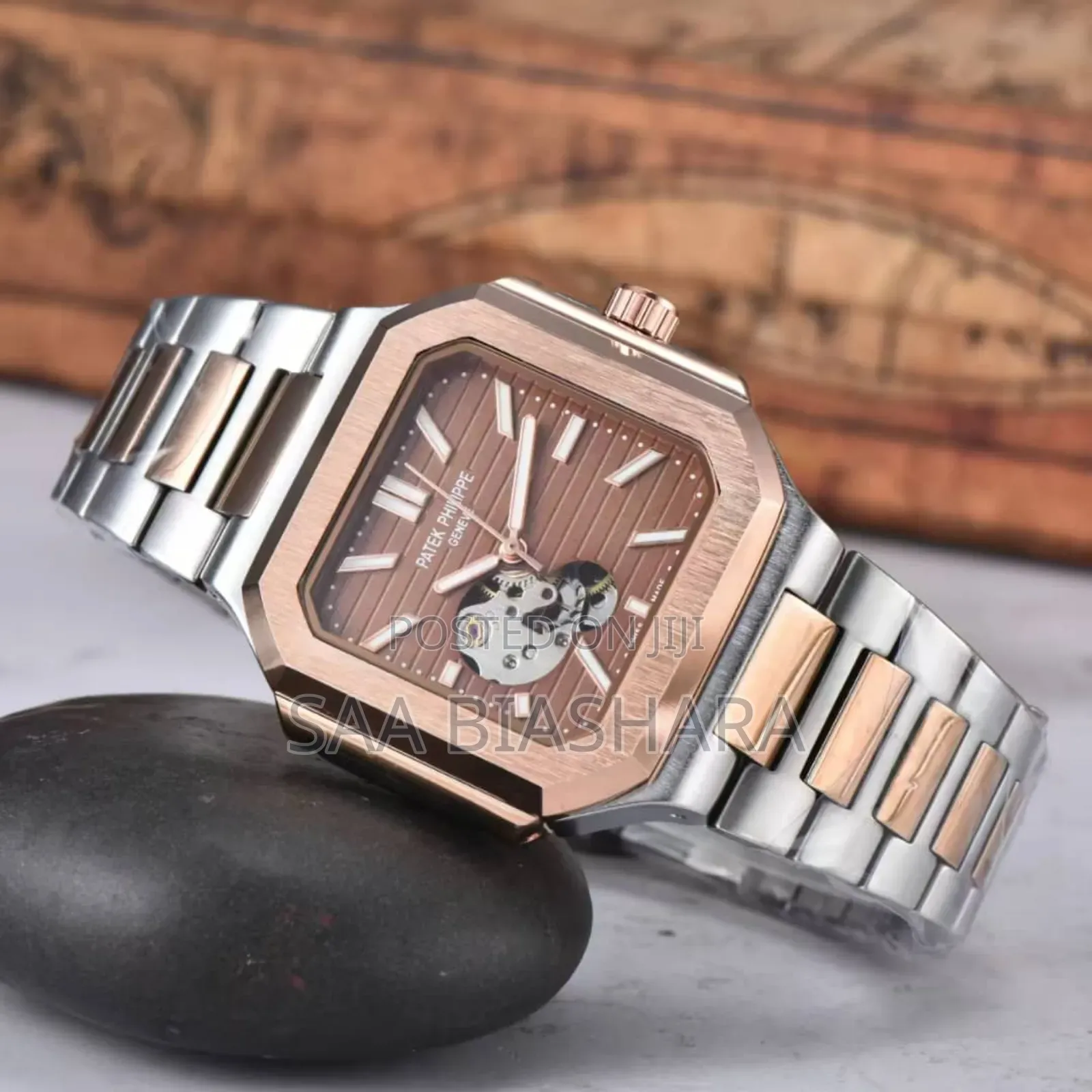 Pattek Phillipe Bw 985 Rose Gold Silver and Brown Original