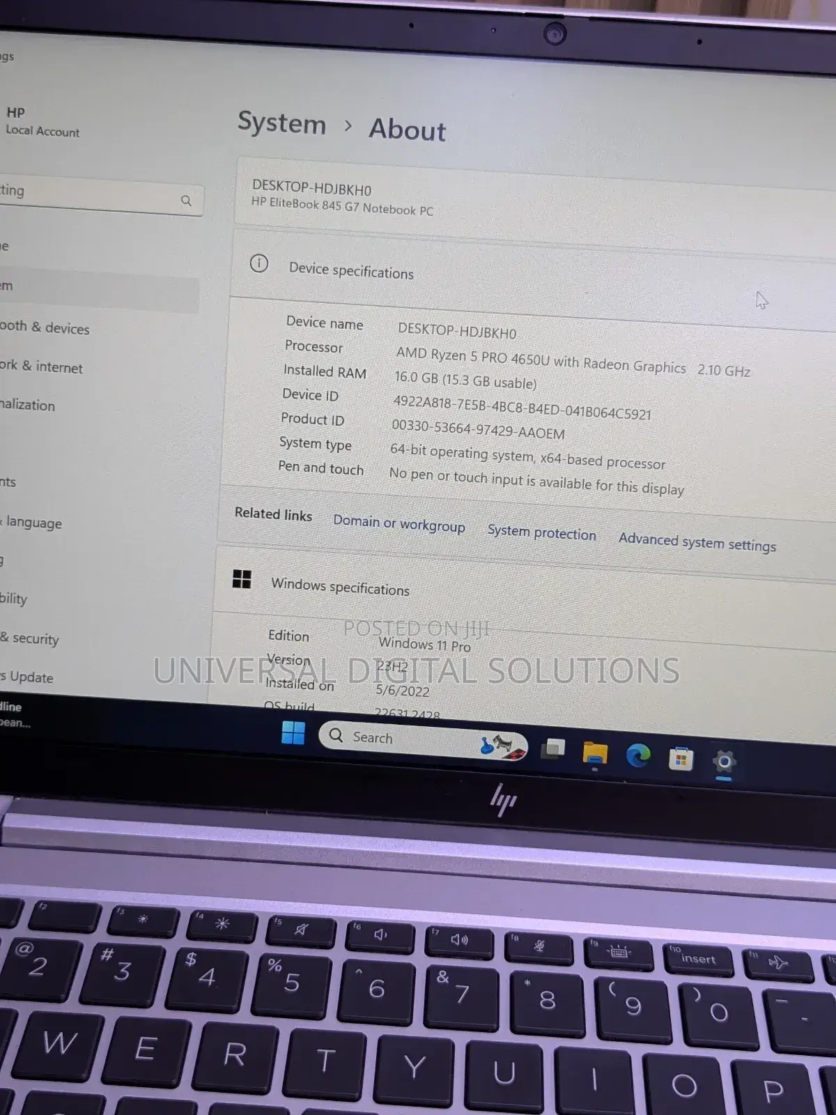 New Laptop HP EliteBook 845 G7 16GB AMD Ryzen 5 SSD 256GB