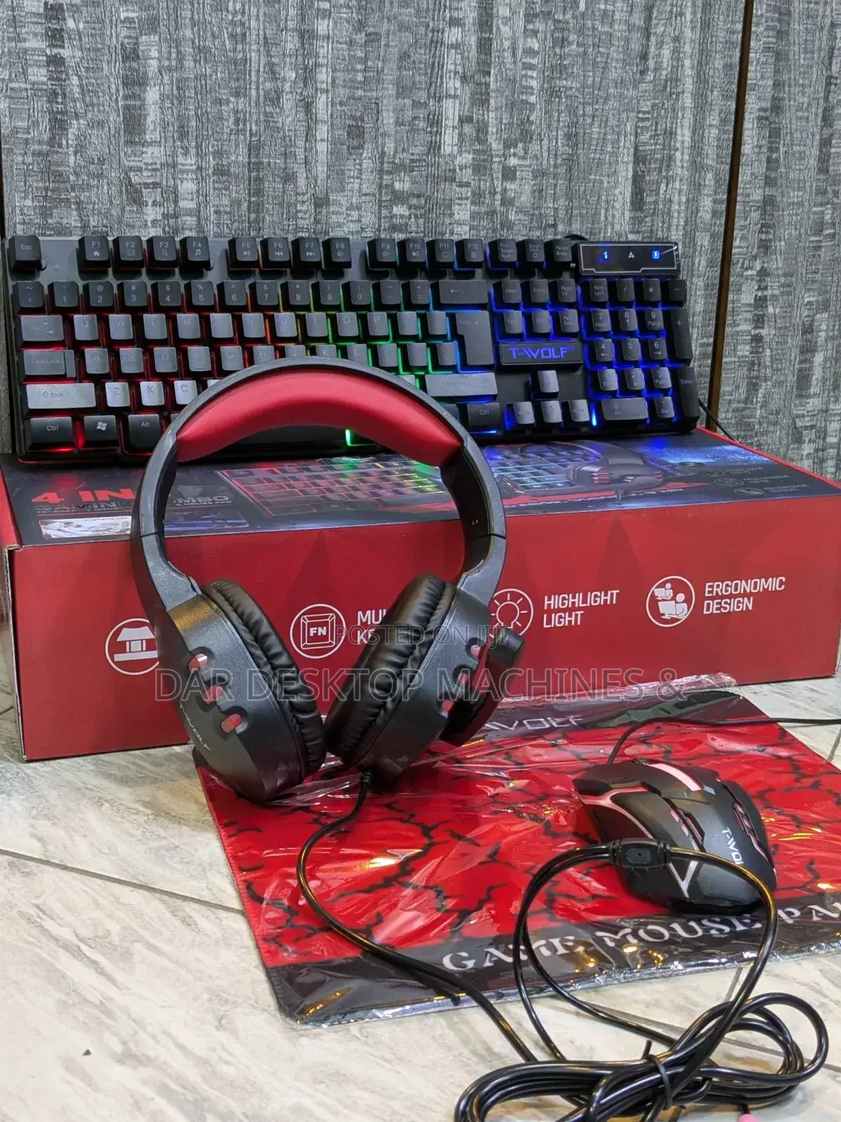 4 in 1 Gaming Keyboard, Mouse, Headset Mouse Pad