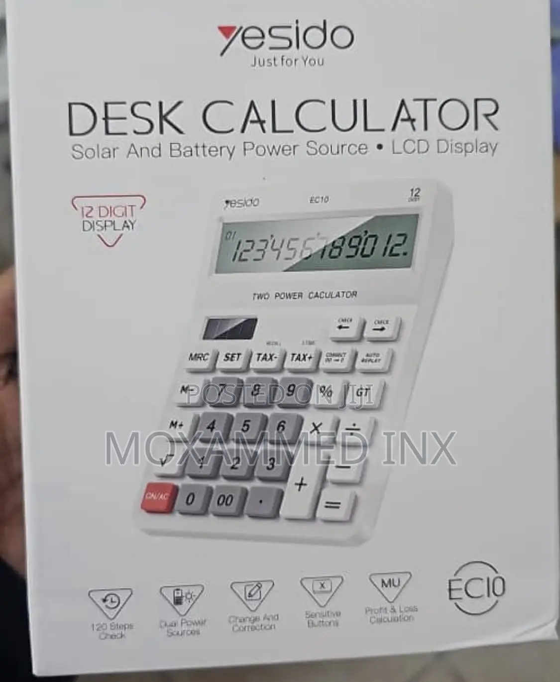 Desk Calculator Solar and Battery Power Source • LCD Display