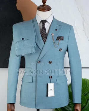 Men's Real Skyblue Suits With Six Buttons Original and New