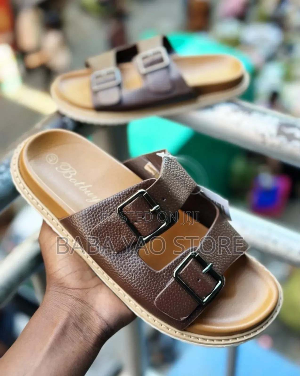 Summer Fashion Men's Faux Leather Platform Slippers.