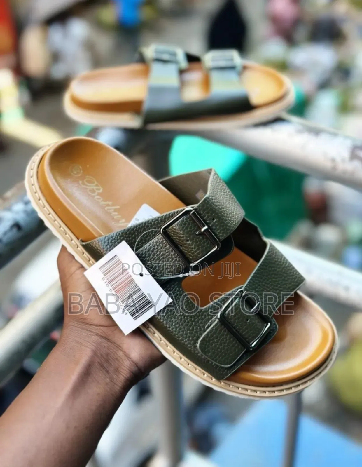 Summer Fashion Men's Faux Leather Platform Slippers.