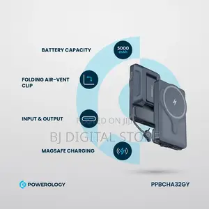 Powerology Car Mount 5000mah Power Bank Wirelss Charger