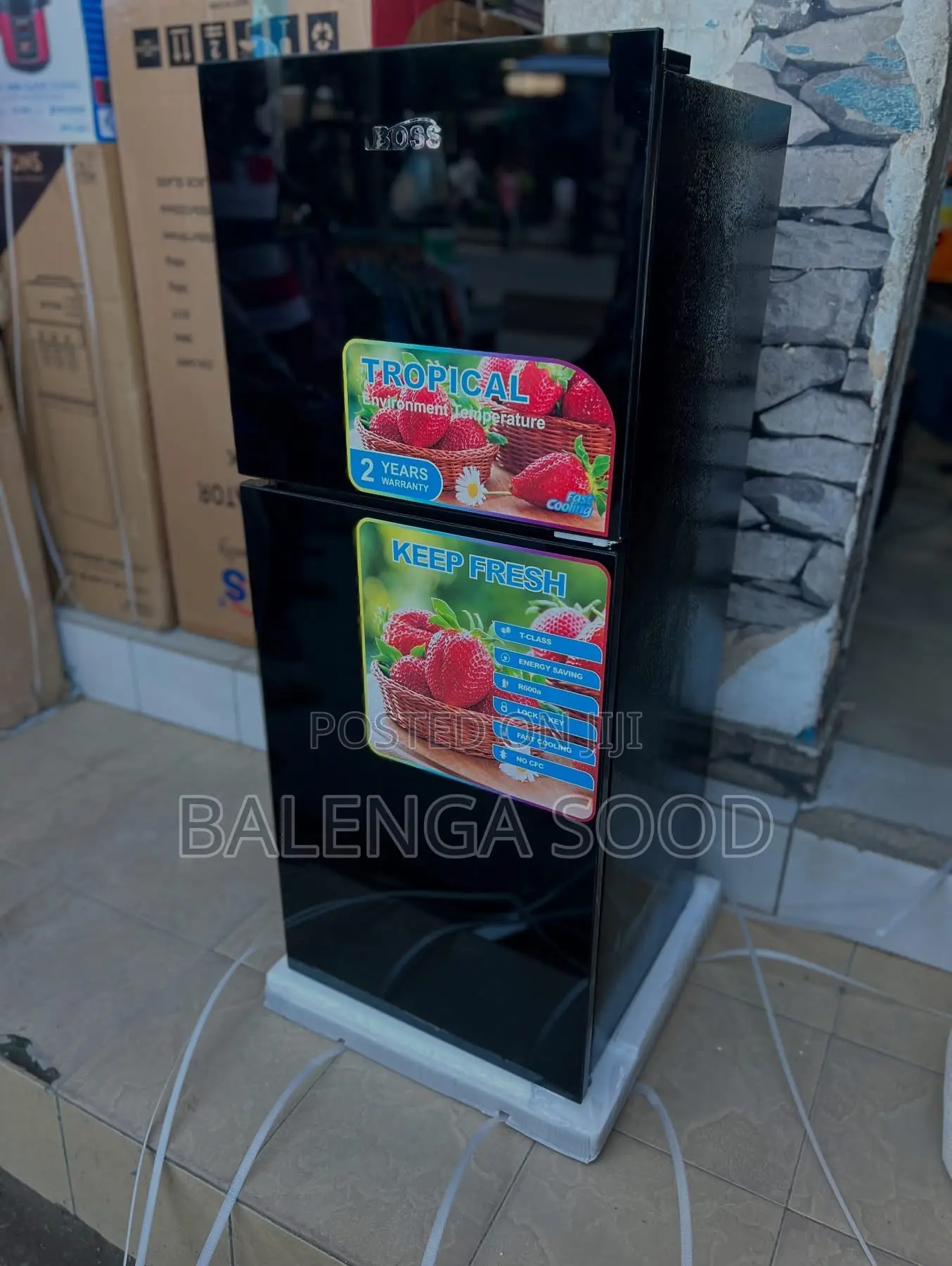 Boss Fridge Bs 110-Black Glass