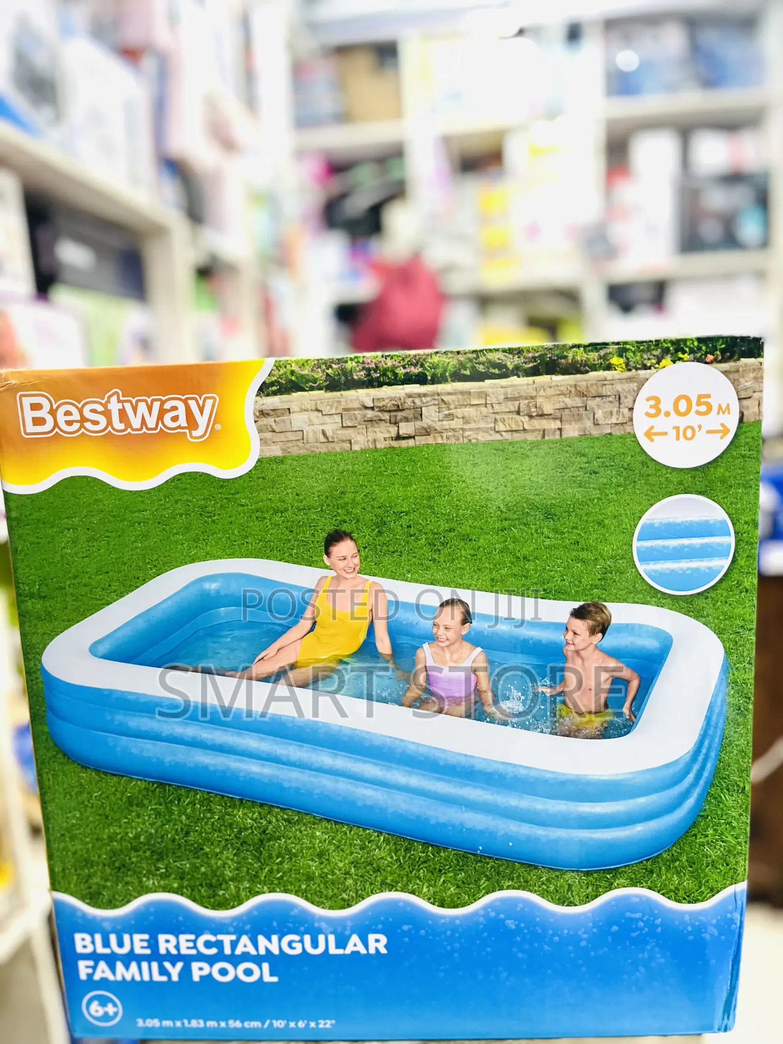 Blue Rectangular Family Pool 3.05m With Electric Pump