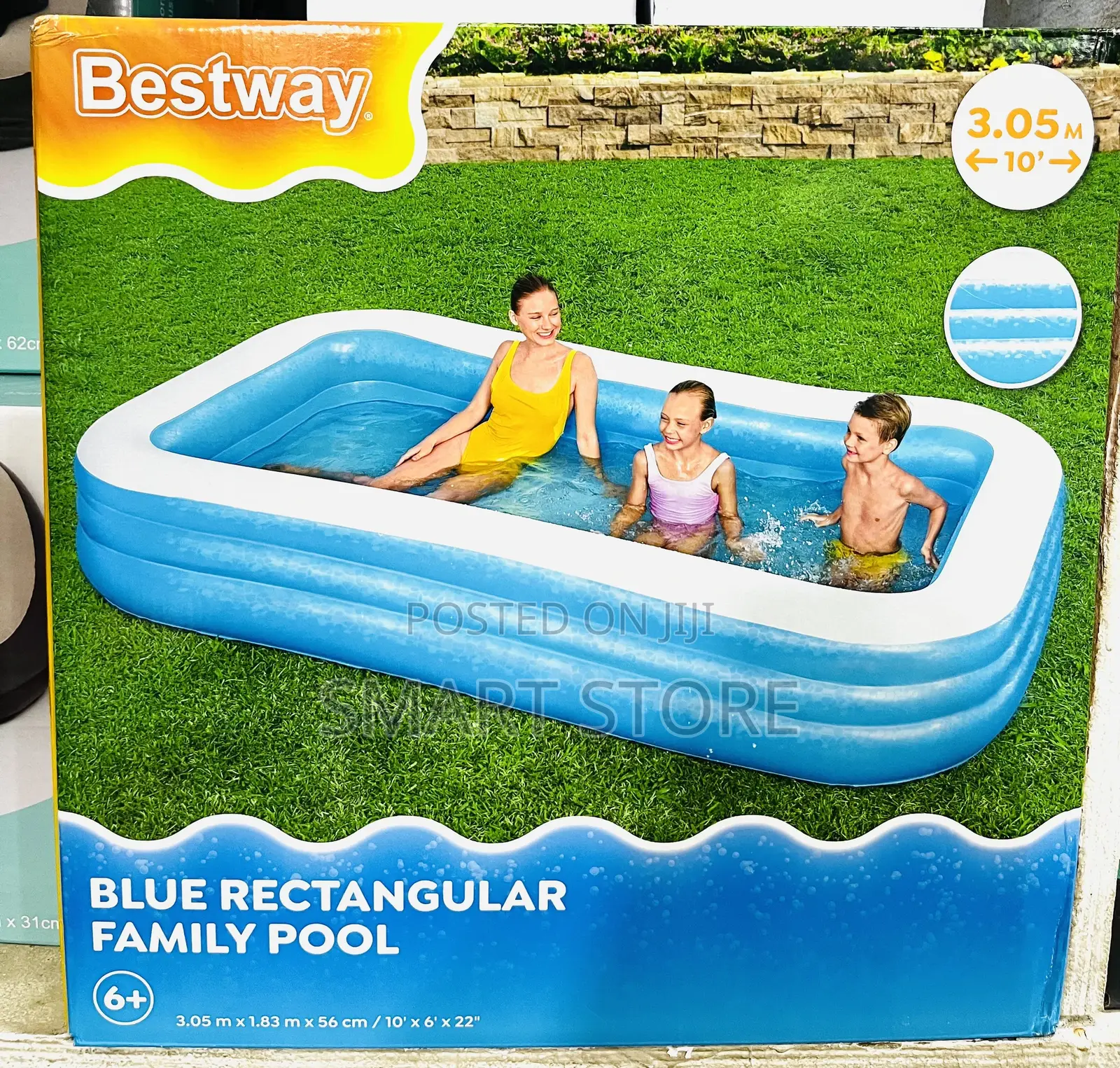 Blue Rectangular Family Pool 3.05m With Electric Pump