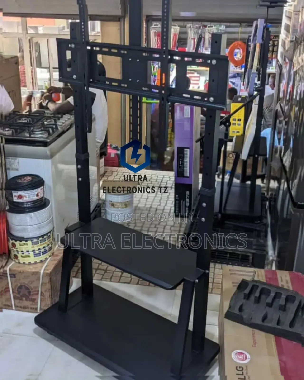 Black Metallic Tv Floor Trolley Mount/Stand(50" to 100")